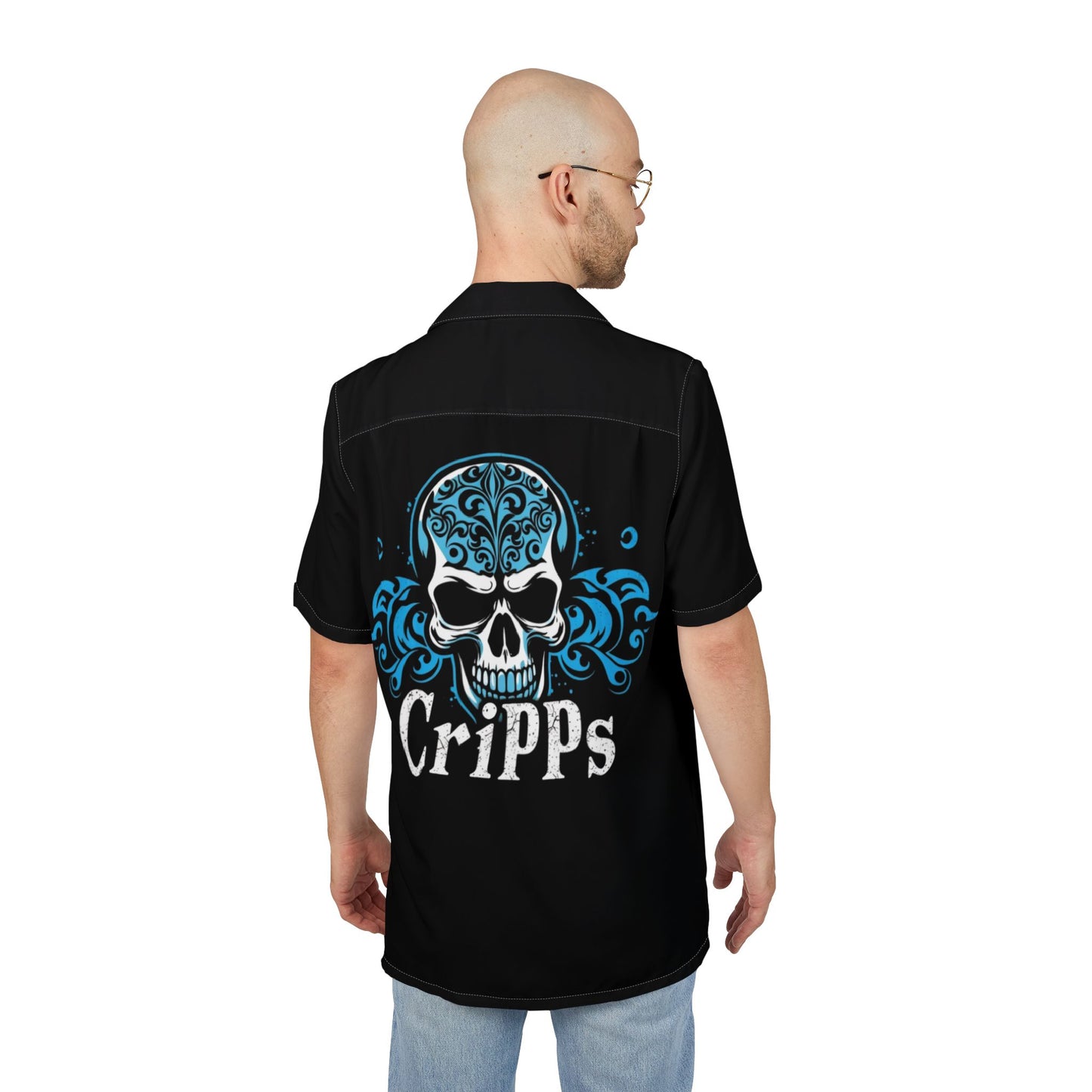 Cripps Skull - Button Down w/ White Stitching on Black