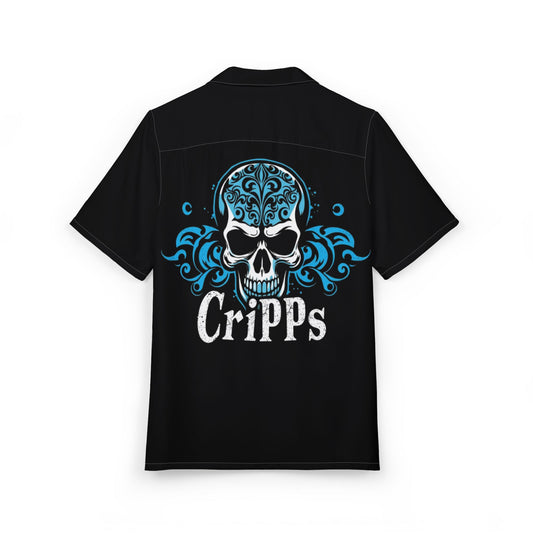 Cripps Skull - Button Down w/ White Stitching on Black